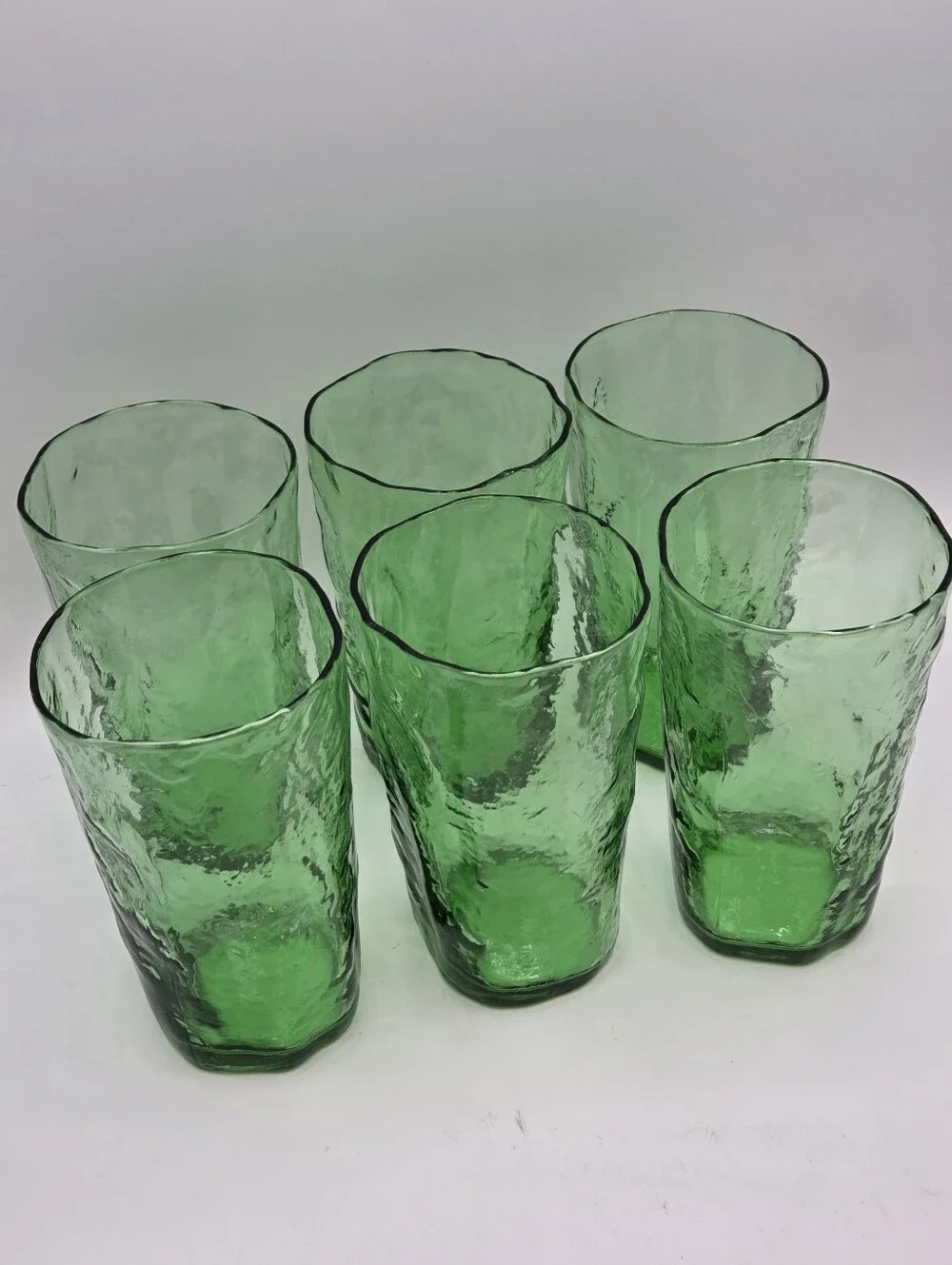 Vintage Emerald Green Crinkle Glasses